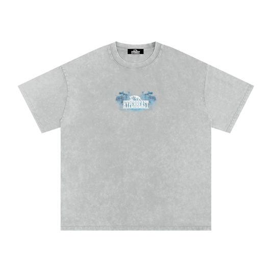 Acid Wash Oversize T-Shirt - 250 GSM (blue smoke F+B)