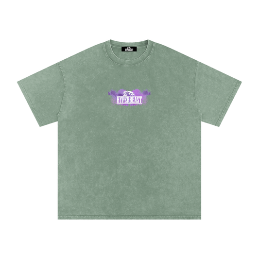 Acid Wash Oversize T-Shirt - 250 GSM (Purple smoke F+B)