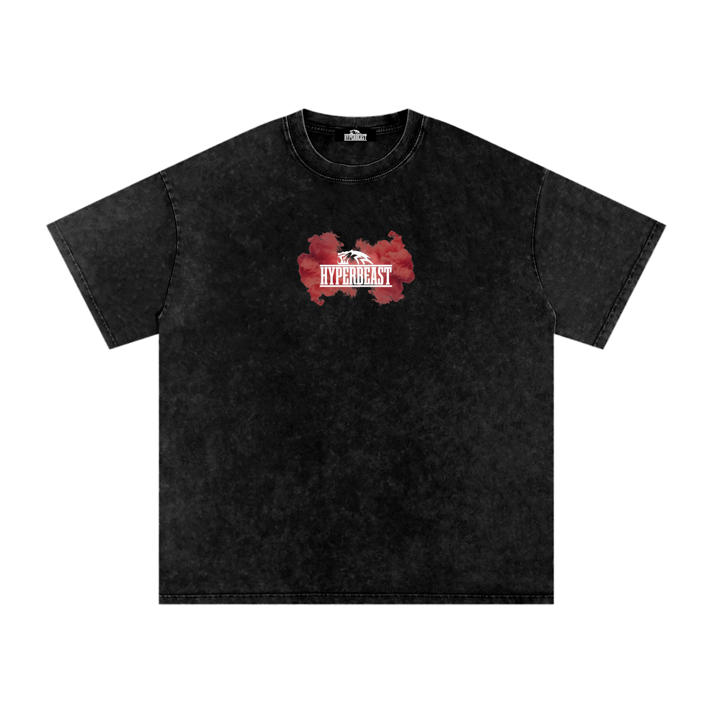Acid Wash Oversize T-Shirt - 250 GSM (Red Smoke F+B)