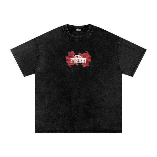 Acid Wash Oversize T-Shirt - 250 GSM (Red Smoke F+B)