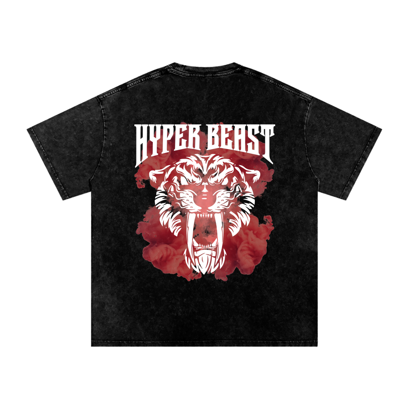 Acid Wash Oversize T-Shirt - 250 GSM (Red Smoke F+B)